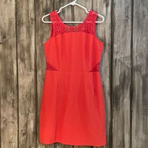 Annabella large orange dress lace cut outs zipper back dress